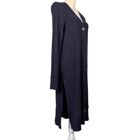 Free People Sparkle Knee Length Cardigan Navy Large Casual Cozy Transitional - Picture 8 of 12